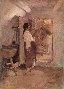 Nicolae Grigorescu Old Woman Sewing Spain oil painting artist